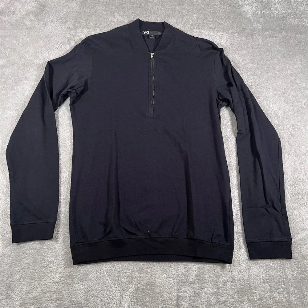 Adidas Y-3 Yohji Yamamoto Pullover Men's‎ Small Black 1/4 Zip Long Sleeve